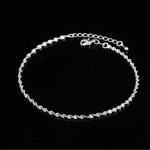 925 Silver Twisted Weave Chain Anklet Foot Jewelry