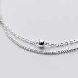 925 Silver Beaded Chain Charm Bracelet Adjustable Length