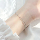 925 Silver Beaded Chain Charm Bracelet Adjustable Length