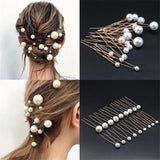 U-shaped Pin Metal Barrette Clip Hairpins Simulated Pearl Bridal Tiara