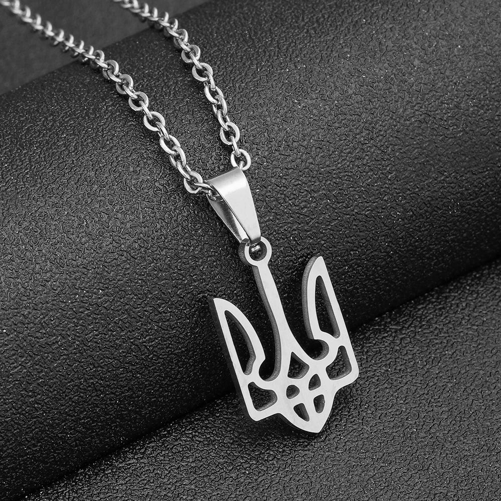 Ukraine Flag Pendant Necklace Silver Ukrainian Party Jewelry