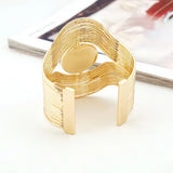 Wire Multilayer Bracelet Women Metal Plated Striped Round Stone Bangle