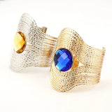 Wire Multilayer Bracelet Women Metal Plated Striped Round Stone Bangle
