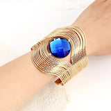 Wire Multilayer Bracelet Women Metal Plated Striped Round Stone Bangle