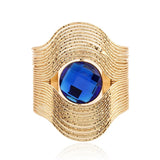 Wire Multilayer Bracelet Women Metal Plated Striped Round Stone Bangle