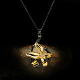 Flower Butterfly Pendant Necklace Silver Plate Jewelry