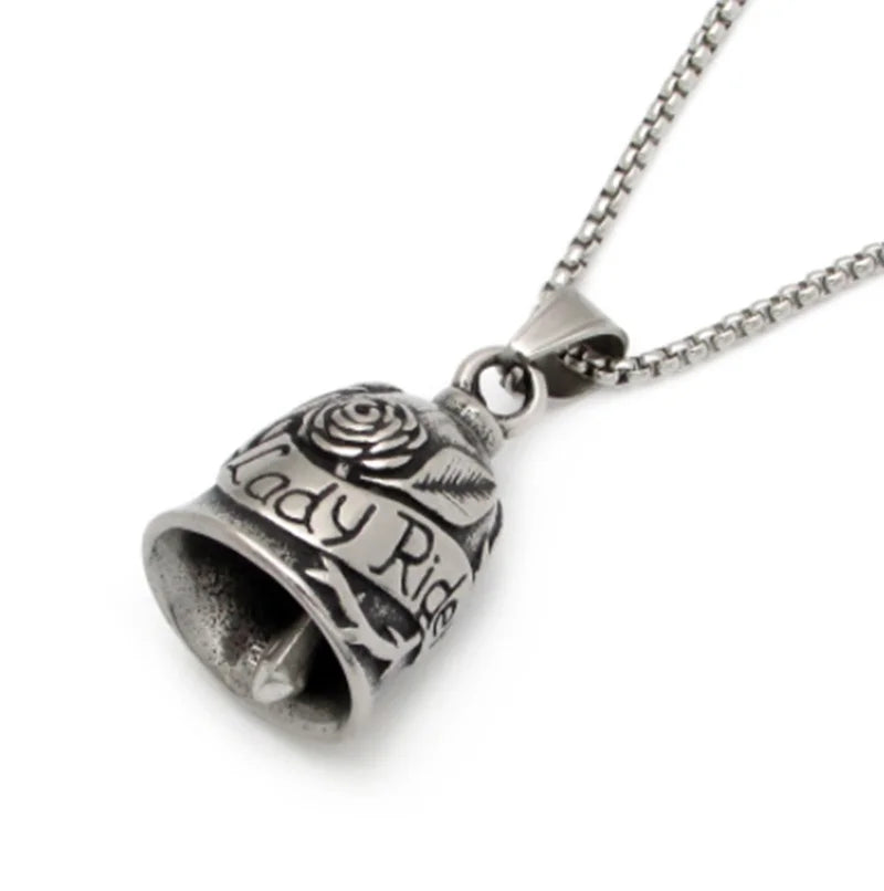 Unisex Vintage Pendant Necklace Lady Rider Rose Matt Bell