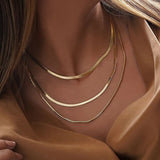Snake Chain Necklace Choker Stainless Steel Herringbone Solid Chain Jewelry