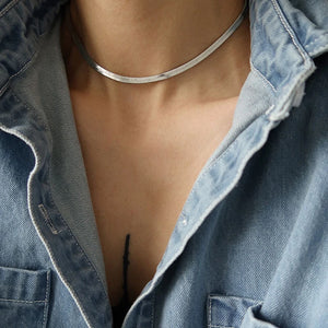 Snake Chain Necklace Choker Stainless Steel Herringbone Solid Chain Jewelry