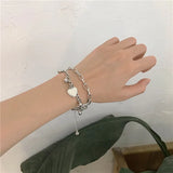 Bohemia 2 Layer Heart Charm Thick Chain Bracelet for Women