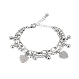 Bohemia 2 Layer Heart Charm Thick Chain Bracelet for Women