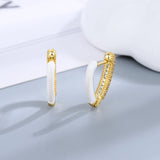 V-Shaped Zircon Hoop Earrings 925 Silver Women's Jewelry Gift