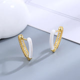 V-Shaped Zircon Hoop Earrings 925 Silver Women's Jewelry Gift