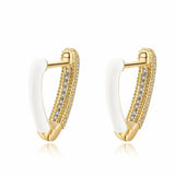 V-Shaped Zircon Hoop Earrings 925 Silver Women's Jewelry Gift