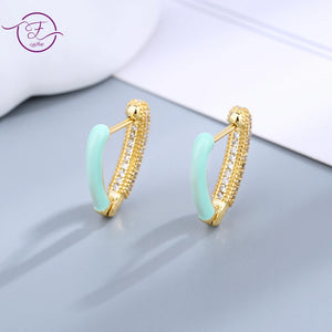 V-Shaped Zircon Hoop Earrings 925 Silver Women's Jewelry Gift