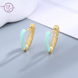 V-Shaped Zircon Hoop Earrings 925 Silver Women's Jewelry Gift