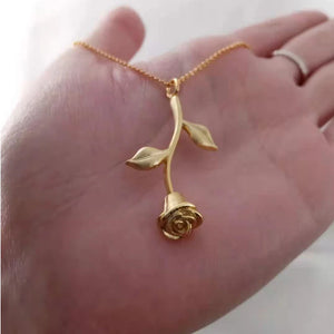 Valentine Plate Rose Flower Pendent Necklace For Women