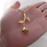 Valentine Plate Rose Flower Pendent Necklace For Women