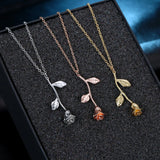 Valentine Plate Rose Flower Pendent Necklace For Women