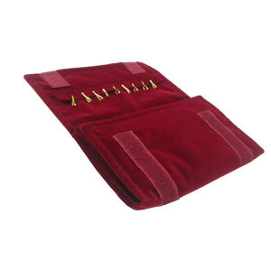 Burgundy Velvet Jewelry Organizer Roll Bag for Necklaces Rings Bracelet