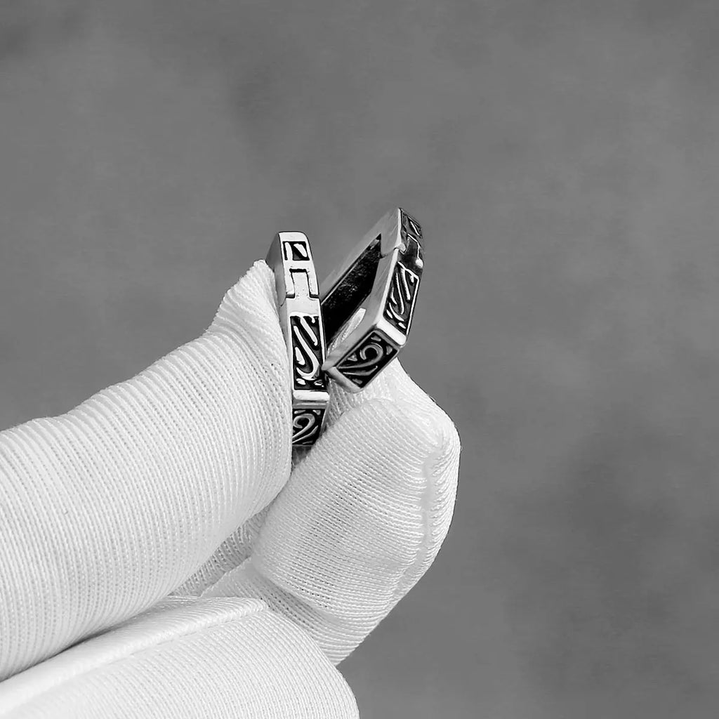 Vikings Celtic Hoop Earrings Stainless Steel Punk Vintage Jewelry