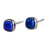 Vintage 6MM Square Lapis Lazuli Stud Earrings