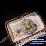925 Silver Jewelry Sets Princess Cut Gemstone Yellow Zircon