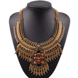 Vintage Flower Pendant Necklace with Crystal Tassel Chain for Women