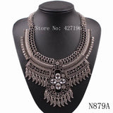 Vintage Flower Pendant Necklace with Crystal Tassel Chain for Women