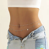 Vintage Metal Pin Buckle Waist Chain Tassel Sequin Waistband