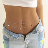Vintage Metal Pin Buckle Waist Chain Tassel Sequin Waistband