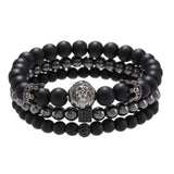 Vintage Stone Bracelet Set for Men Zircon Rhinestone Lion Head