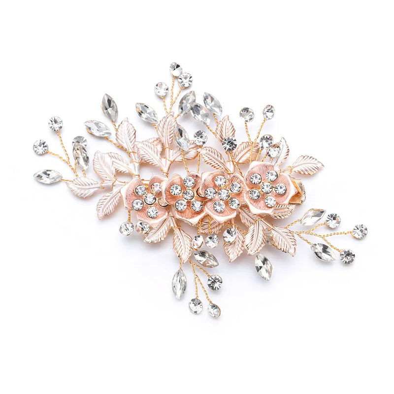 Vintage Bridal Hair Comb Flower Crystal Rhinestone Bride Clips