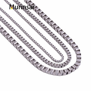Vintage Classic Box Chain SteelTone Stainless Steel Necklace