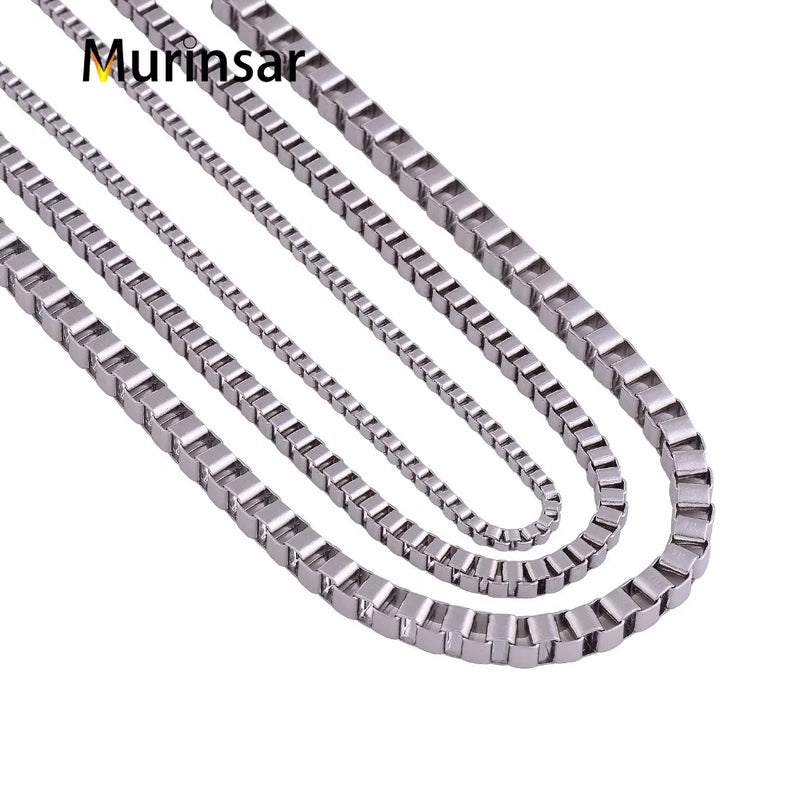 Vintage Classic Box Chain SteelTone Stainless Steel Necklace