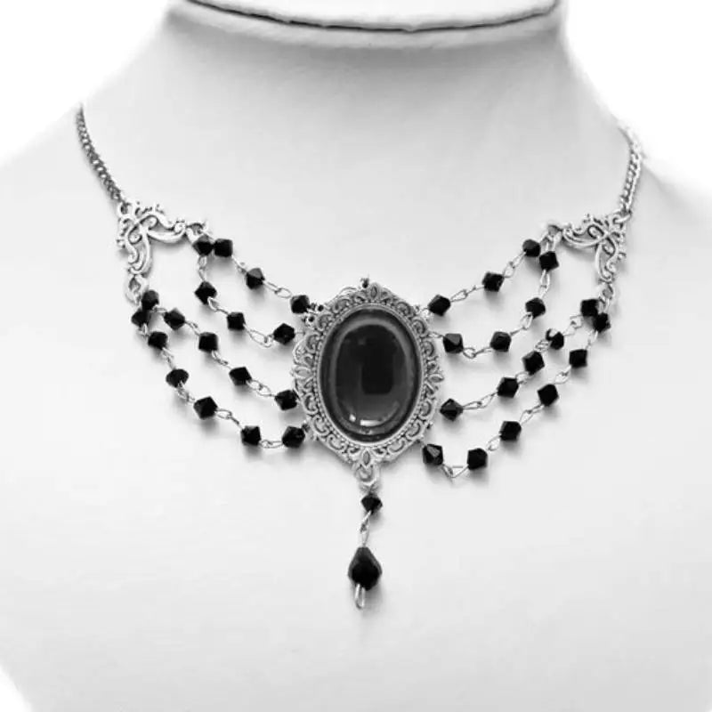 Vintage Cross Pendant Necklace Long Chain Punk Goth Collar Jewelry
