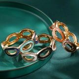 Vintage Drop Oil Metal Punk Bracelet Circle Cuff Bangle for Women