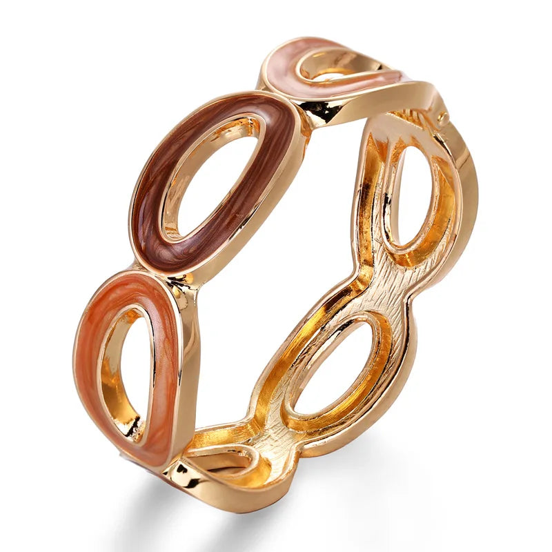 Vintage Drop Oil Metal Punk Bracelet Circle Cuff Bangle for Women