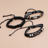 Vintage Feather Charm Bracelet Set Multilayer Leather Infinity Beads Bangle