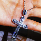 Vintage Hip hop Big Cross Zircon pendant 925 Sterling silver Choker