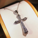 Vintage Hip hop Big Cross Zircon pendant 925 Sterling silver Choker
