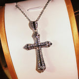 Vintage Hip hop Big Cross Zircon pendant 925 Sterling silver Choker