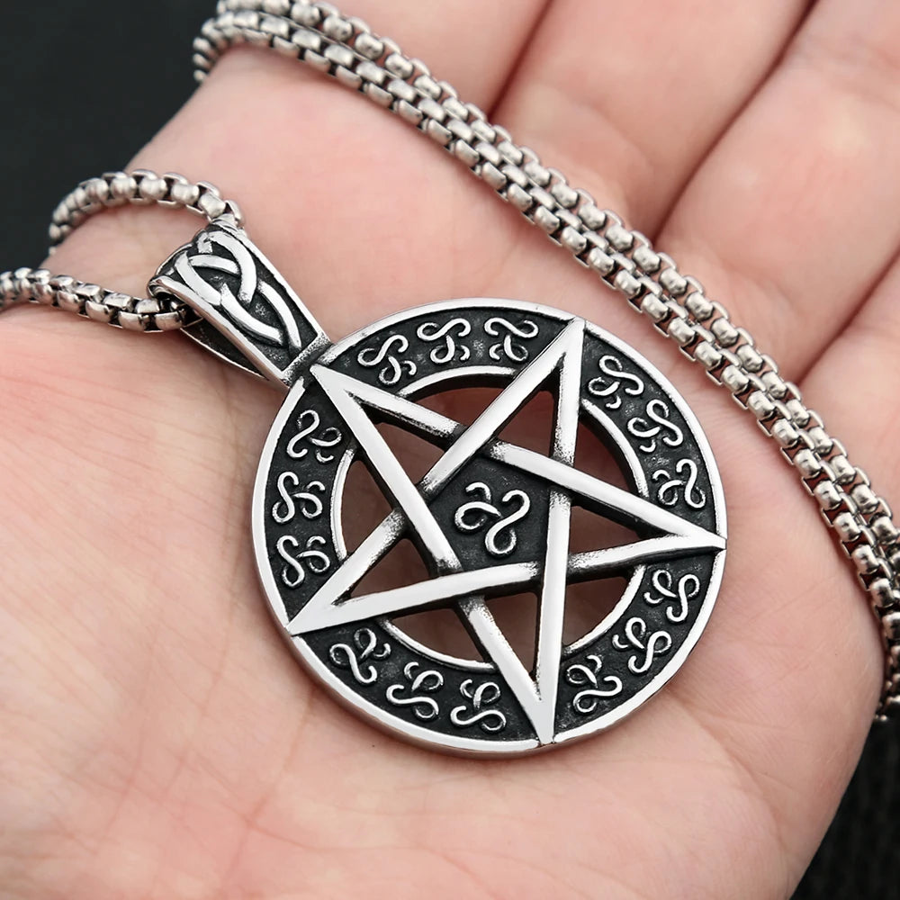 Vintage Hexagram Pendant Necklace Stainless Steel Star Of David Amulet Jewelry