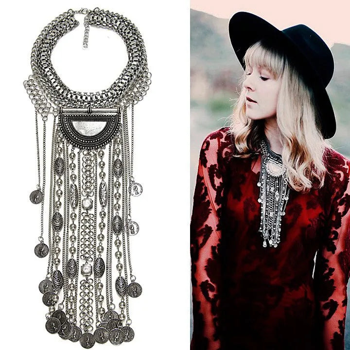 Vintage Large Collar Choker Necklace Chunky Big Bib Indian Statement Jewelry