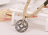Vintage Men Cross Long Chain Necklace Alloy Round Pendant