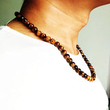 Vintage Tiger Eye Beaded Choker Men Necklace 6mm 8mm