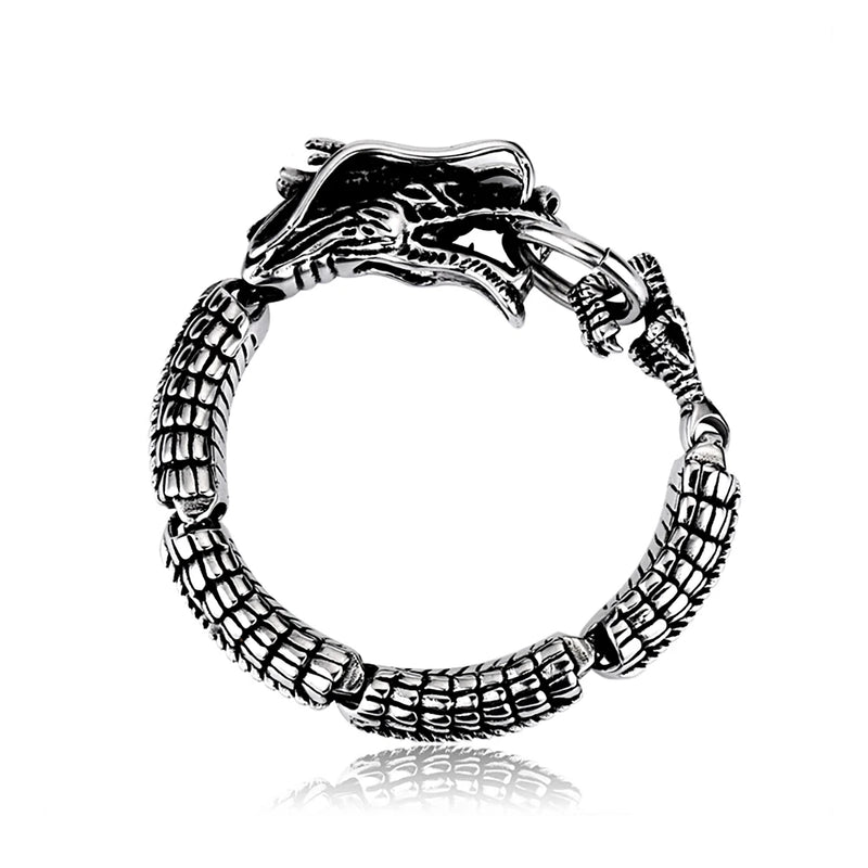 Men's Dragon Head 3D Bracelet Stainless Steel Punk Animal Jewelry