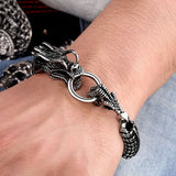 Men's Dragon Head 3D Bracelet Stainless Steel Punk Animal Jewelry