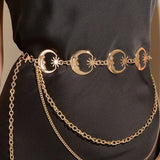 Vintage Metal Punk Waist Chain Layered Belt Moon Star Waistband