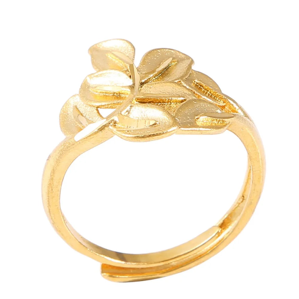 Vintage Metal Women's Leaf Hollow Out Ring Jewelry